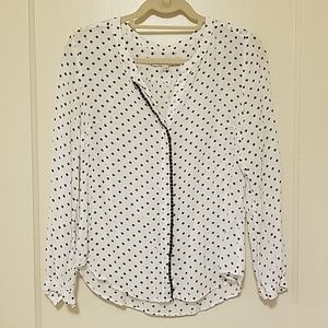 Loft Button Down Black and White Top
